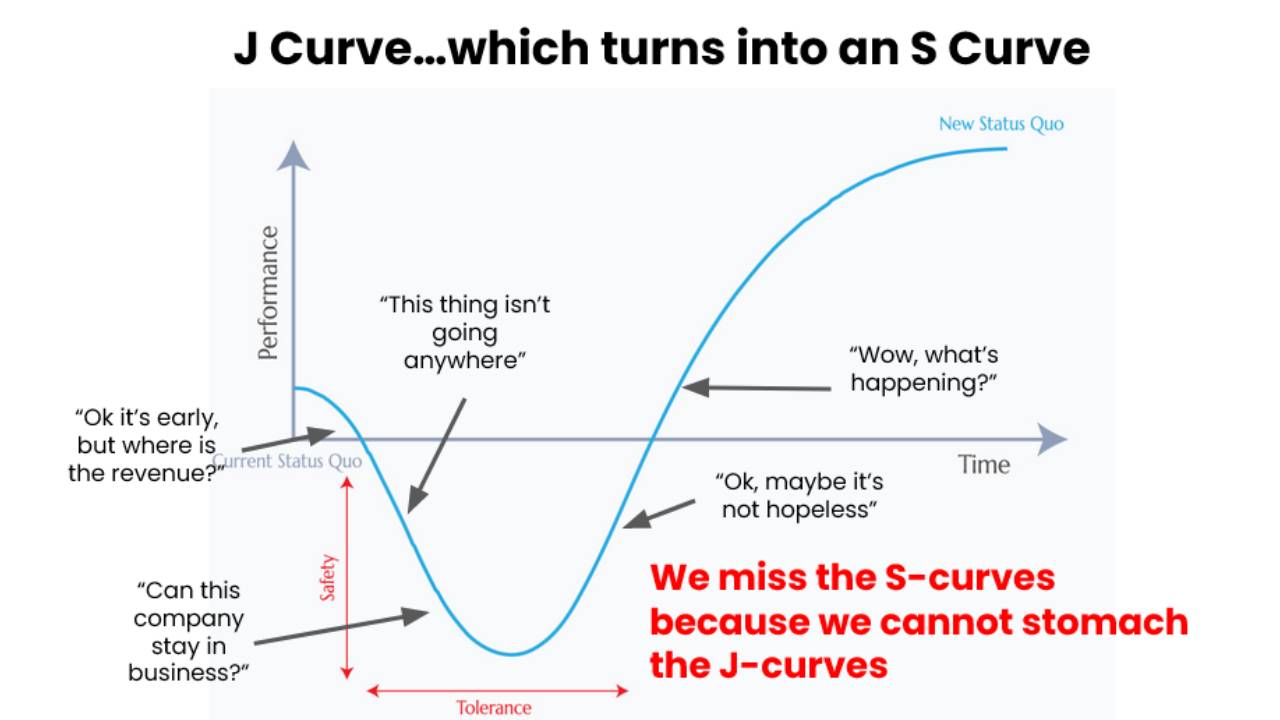 J Curve into S Curve early stage investing